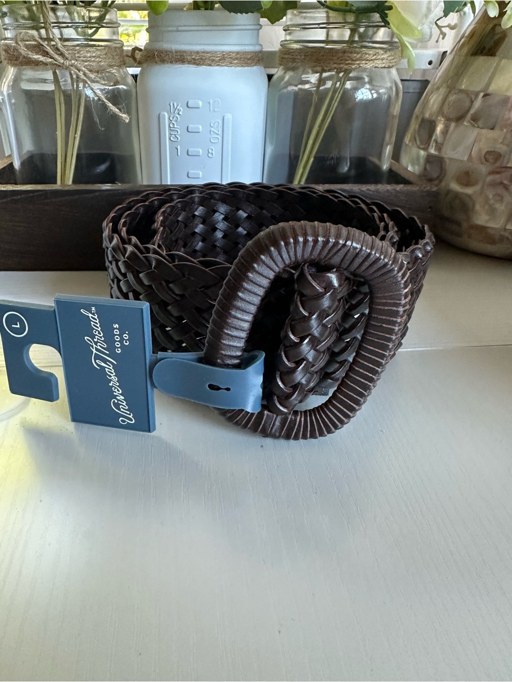 NWT Universal Thread Brown Woven Braided Belt Large Boho Western L - Picture 2 of 8